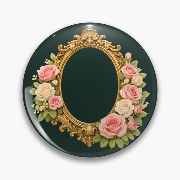 Item preview, Victorian Gold Baroque Frame Full Pink Floral Wreath Art designed and sold by VibeShift Studio.
