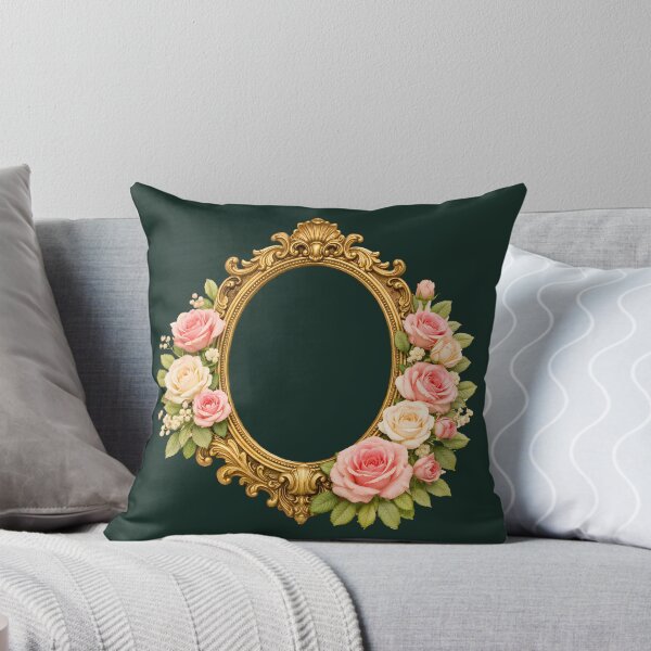 Item preview, Victorian Gold Baroque Frame Full Pink Floral Wreath Art designed and sold by VibeShift Studio.