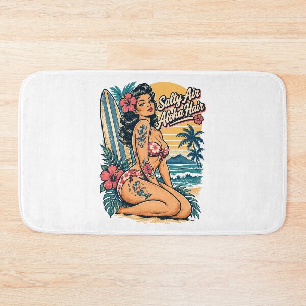 Item preview, Salty Air, Aloha Hair – tattoo style pin-up designed and sold by Pineapple-Tree.