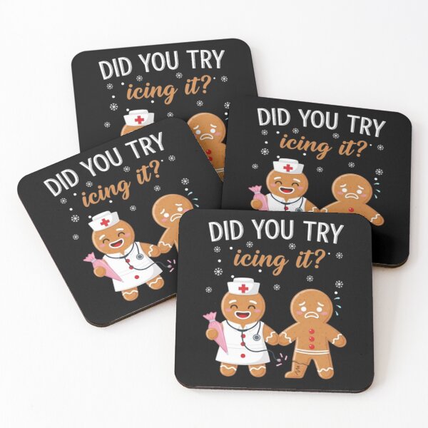 Item preview, Did you try icing it? Gingerbread Nurse and Patient with Snowflakes designed and sold by ghanagjkiyf.