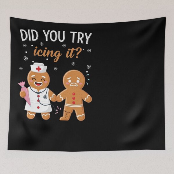 Item preview, Did you try icing it? Gingerbread Nurse and Patient with Snowflakes designed and sold by ghanagjkiyf.