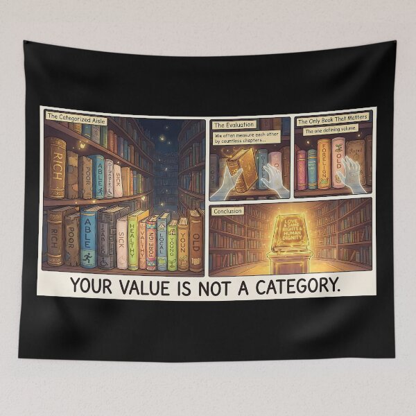 Item preview, Magical Library of Humanity – “Your value is not a category” designed and sold by Mianku | Für das Leben.