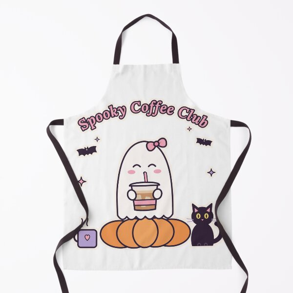 Item preview, Spooky Coffee Club – Cute Ghost with Iced Coffee and Black Cat designed and sold by Aurora Prints.