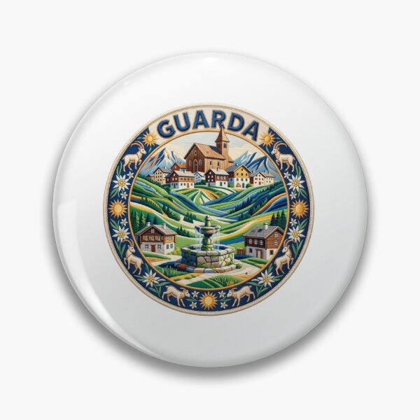 Item preview, Guarda Switzerland Engadin Alpine Village Embroidered Patch Sticker designed and sold by Imaginarium of Chaos falcon88 .