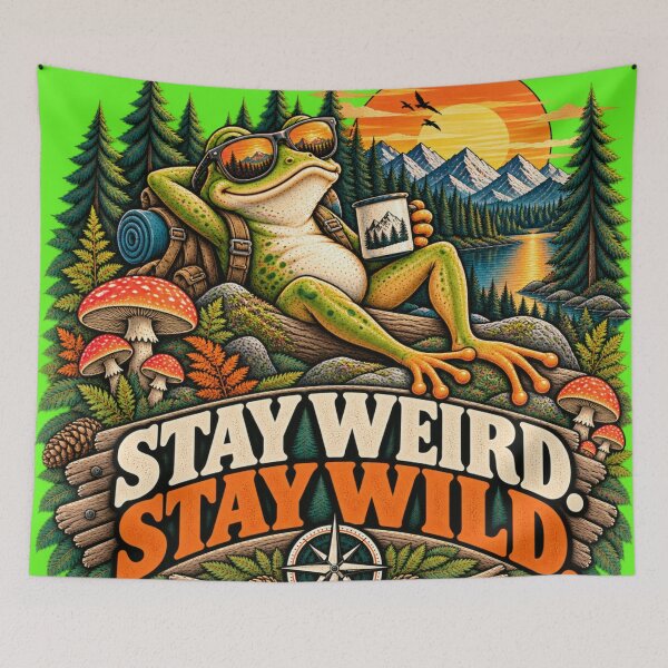 Item preview, Stay Weird Stay Wild – Funny Frog Retro Outdoor Adventure designed and sold by JanRizz.