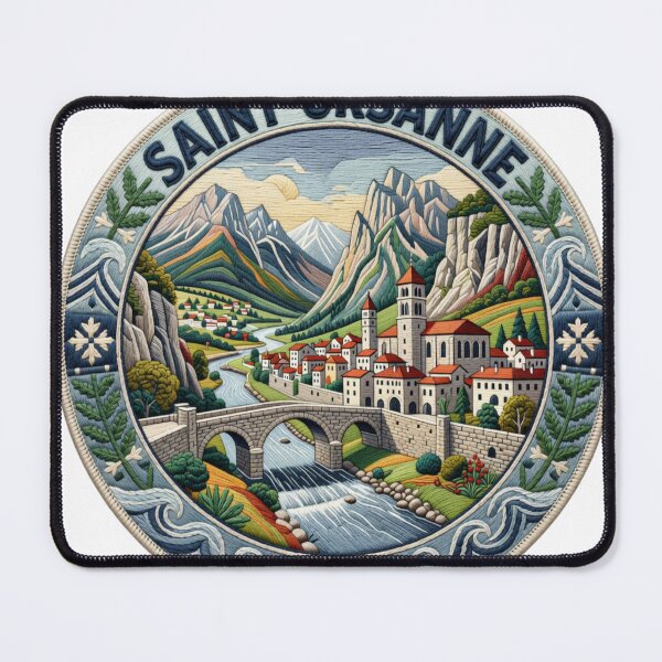 Item preview, Saint Ursanne Switzerland Jura Medieval Town Embroidered Patch Sticker designed and sold by Imaginarium of Chaos falcon88 .