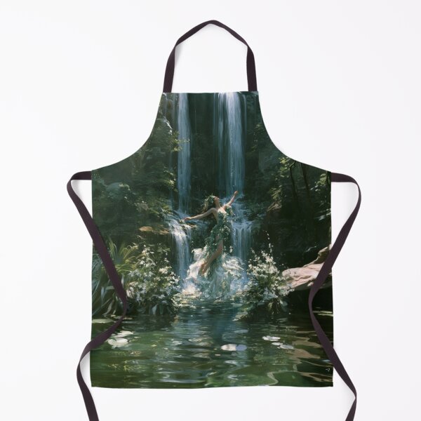 Item preview, A graceful Water Nymph dancing beside crystal waterfalls surrounded by lush greenery and blooming wildflowers, Fantasy & Mythological Creatures designed and sold by CDC40.