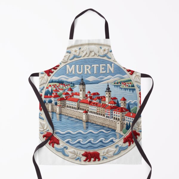 Item preview, Murten Switzerland Walled Lakeside Town Embroidered Patch Sticker designed and sold by Imaginarium of Chaos falcon88 .