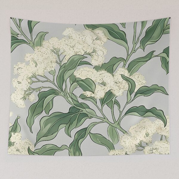 Item preview, Flowering Myrtle Canopy Celadon Botanical Pattern designed and sold by Studio BC.