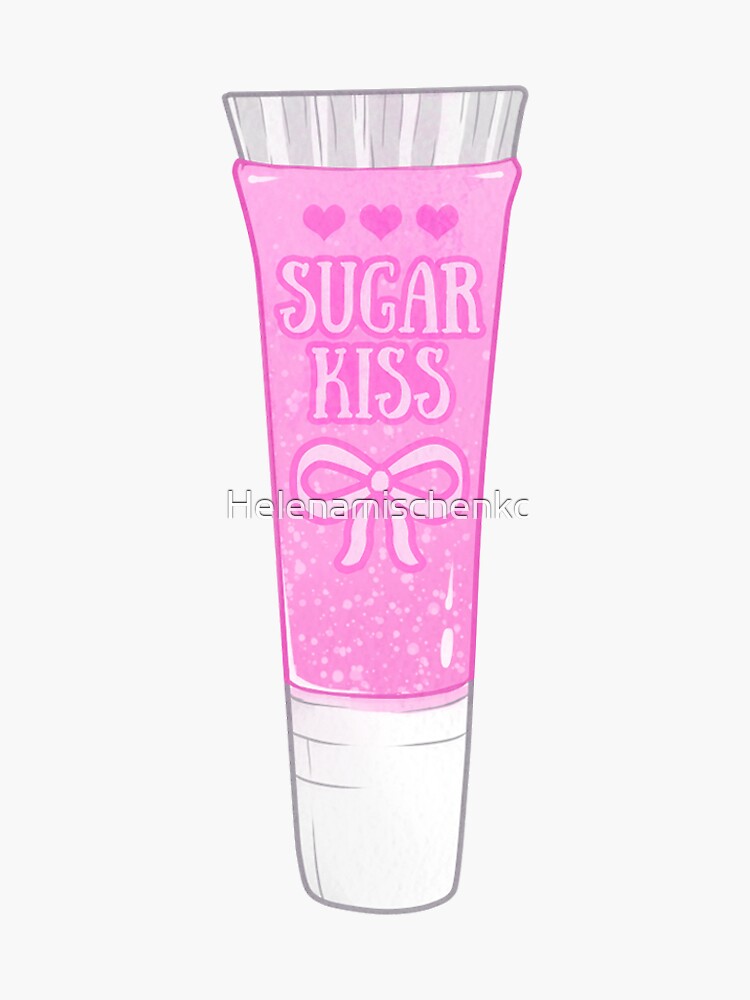 "Pink lip gloss" Sticker by Helenamischenko Redbubble