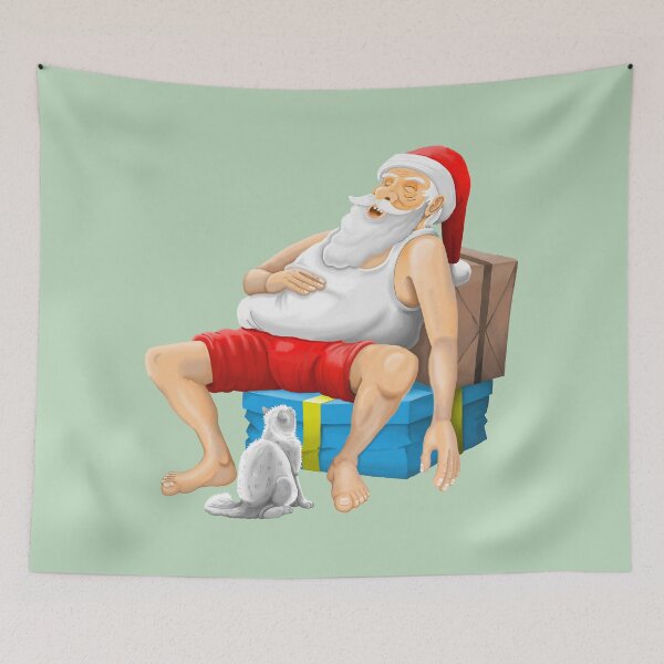 Item preview, Santa Claus is sleeping on the Christmas presents designed and sold by Restarter.