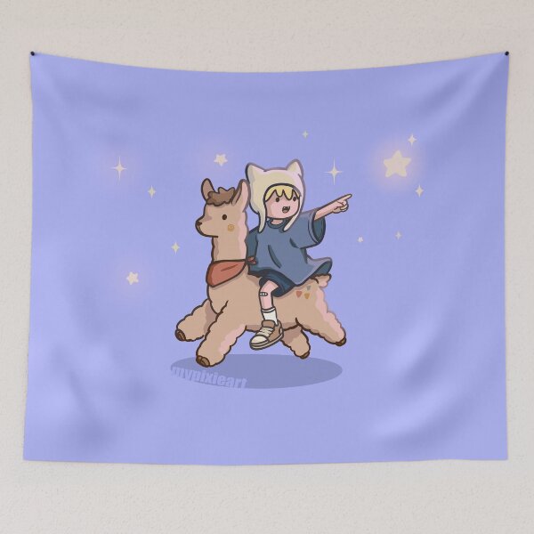 Item preview, Finn Adventure times inspired Stargazing Adventure with Llama Cute Cartoon Character designed and sold by Mypixieart.