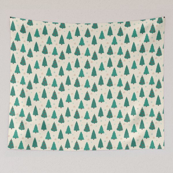 Item preview,  cute decorated pine trees, snowflakes  on light background designed and sold by burbura.