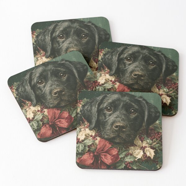 Item preview, Vintage Christmas Black Labrador with Holly designed and sold by Hoity-Toity.