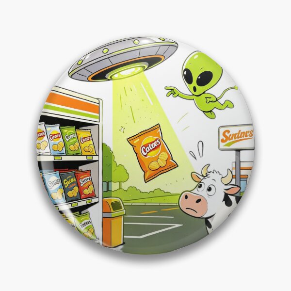 Item preview, Funny UFO Alien Abducting Crisps Retro Sci-Fi Comedy Art designed and sold by HaighsTs.