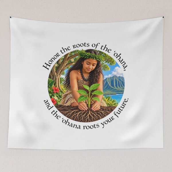 Item preview, Hawaii Family Proverb - Honor the roots of the ʻohana | Pacific Art designed and sold by ShakaLife.org.