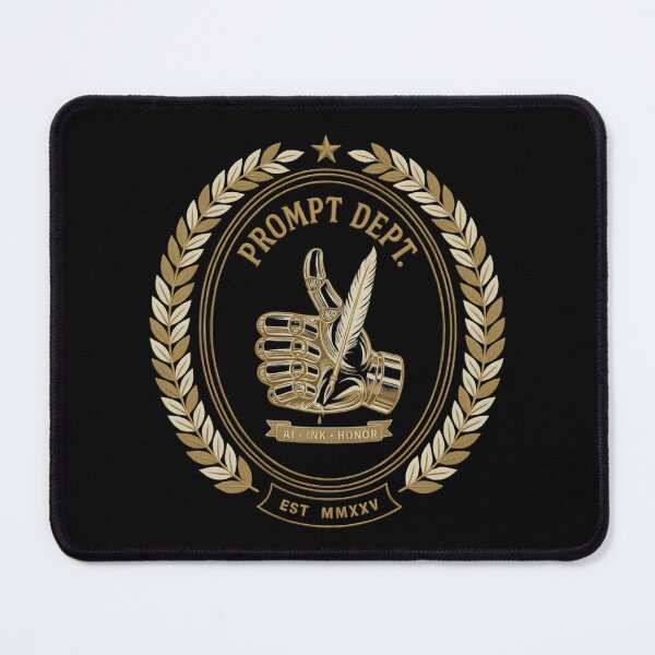 Item preview, Prompt Dept Emblem AI Ink Honor Robot Hand Thumbs Up Quill Pen Gold Laurel Wreath Vintage Crest Design designed and sold by DarylWelsh2024.