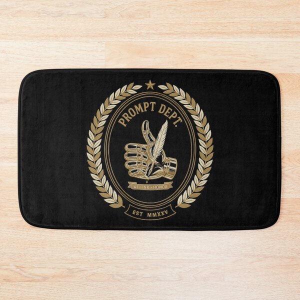 Item preview, Prompt Dept Emblem AI Ink Honor Robot Hand Thumbs Up Quill Pen Gold Laurel Wreath Vintage Crest Design designed and sold by DarylWelsh2024.