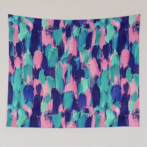 Item preview, Pink Teal Blue Abstract Brushstroke Pattern – Colorful Painted Texture designed and sold by Bodique.