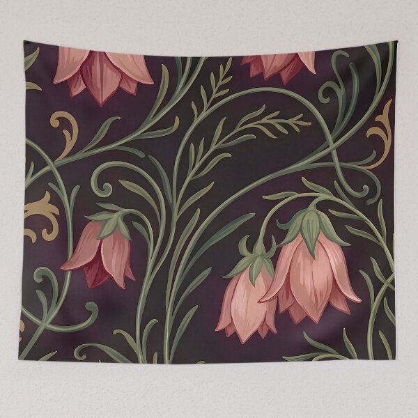 Item preview, Art Nouveau Hanging Bellflower Dark Plum Pattern designed and sold by Studio BC.