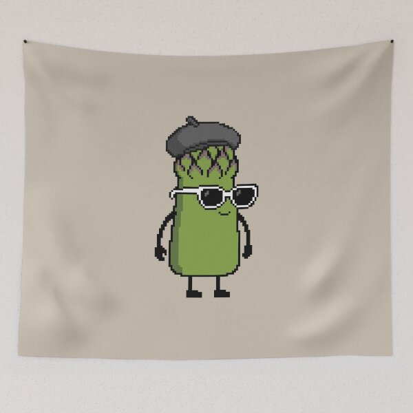 Item preview, Asparagus green Pixel with a Beret (BK) designed and sold by White Rim Mates.