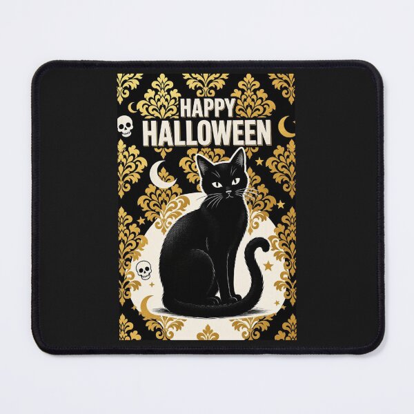 Item preview, Black Cat, Skulls & Damask - Happy Halloween designed and sold by DesignsByPrnces.
