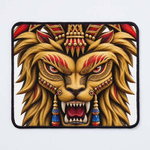 Item preview, Cebirus the Crimson Crested Lion Mascot or Regal Golden Lion Warrior Emblem designed and sold by jvrgraphs.