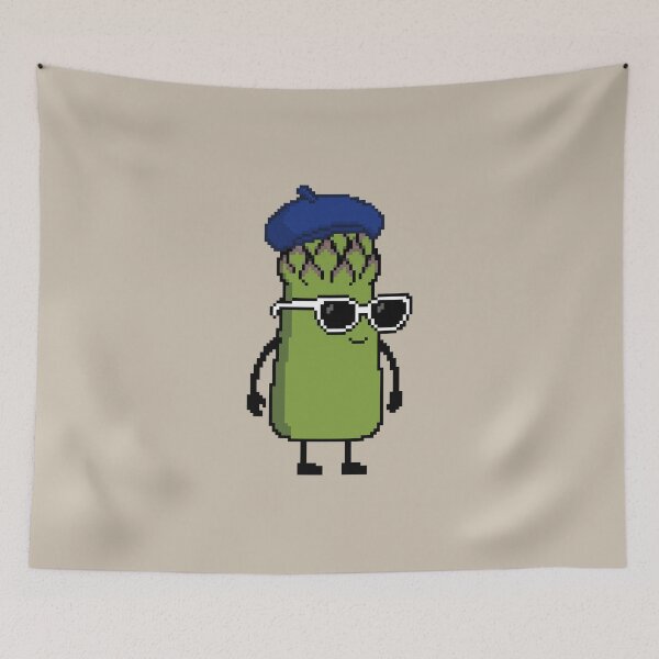 Item preview, Asparagus green Pixel with a Beret (BL) designed and sold by White Rim Mates.