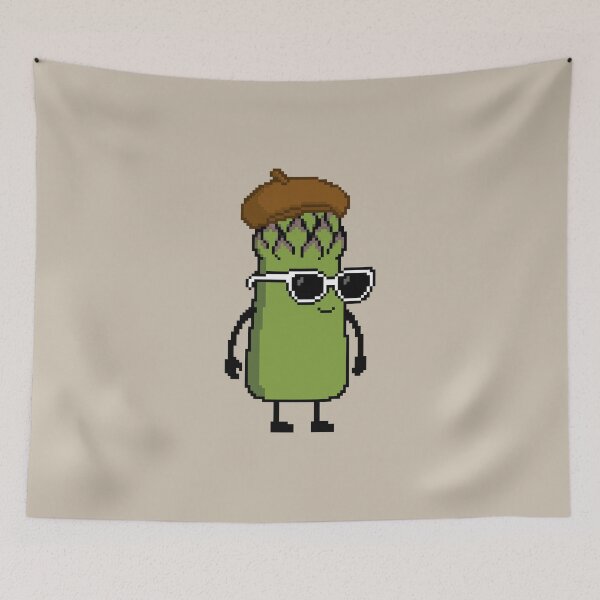 Item preview, Asparagus green Pixel with a Beret (BR) designed and sold by White Rim Mates.