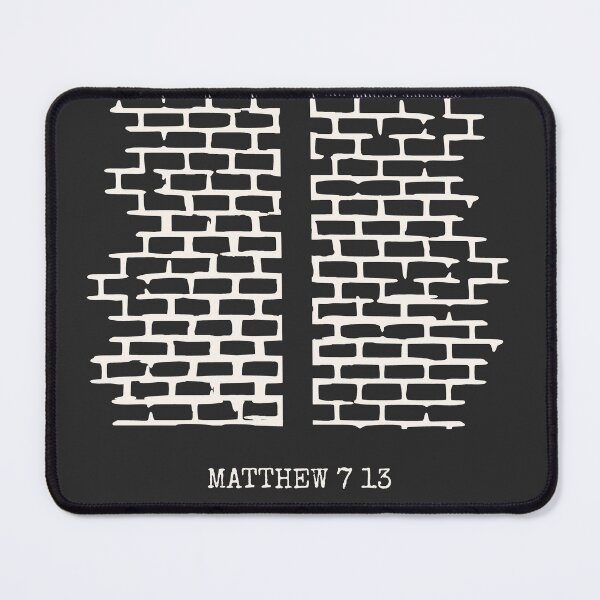 Item preview, Matthew 7:13 – Enter through The Narrow Gate - wall of bricks | Minimalist bible verse abstract Christian Art Jesus Teaching Series| white designed and sold by ZechJohnRB.