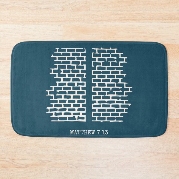 Item preview, Matthew 7:13 – Enter through The Narrow Gate - wall of bricks | Minimalist bible verse abstract Christian Art Jesus Teaching Series| white designed and sold by ZechJohnRB.