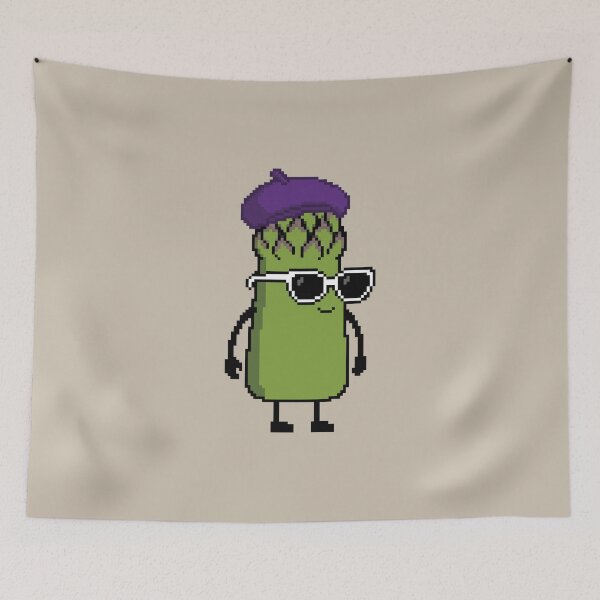 Item preview, Asparagus green Pixel with a Beret (PP) designed and sold by White Rim Mates.