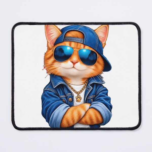 Item preview, Cool Orange Cat in Blue Cap and Sunglasses designed and sold by TrendCanvas306.