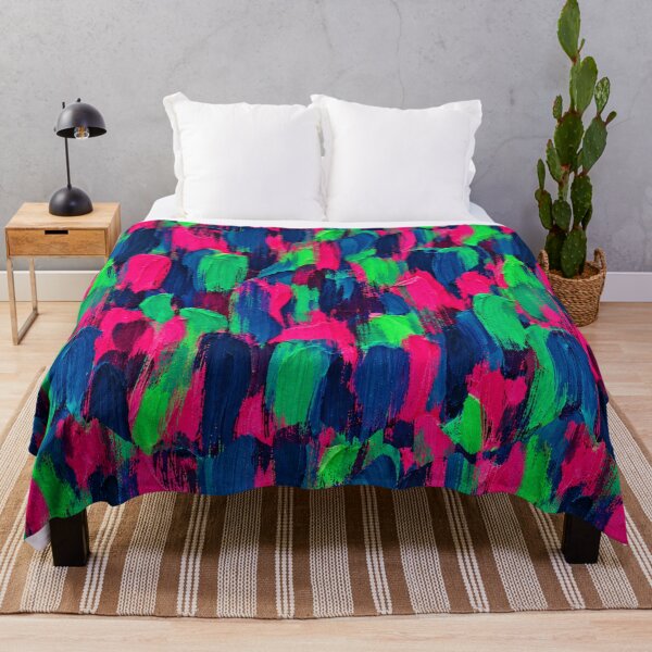 Item preview, Neon Pink Green Blue Brushstroke Pattern – Vibrant Abstract Paint Texture designed and sold by Bodique.