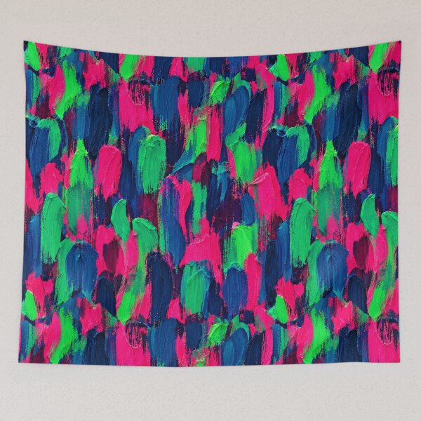 Item preview, Neon Pink Green Blue Brushstroke Pattern – Vibrant Abstract Paint Texture designed and sold by Bodique.