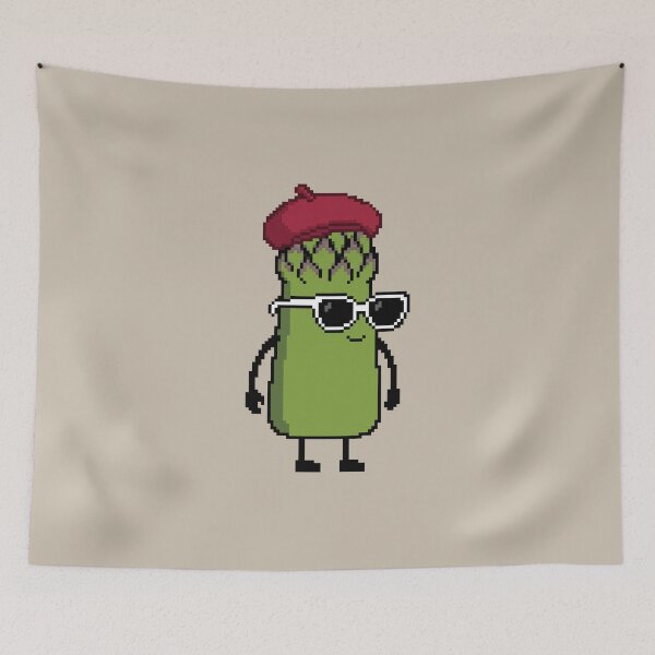 Item preview, Asparagus green Pixel with a Beret (RD) designed and sold by White Rim Mates.