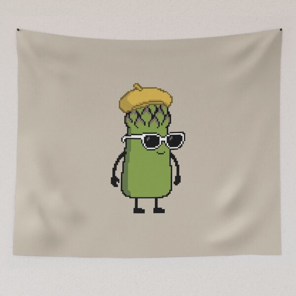 Item preview, Asparagus green Pixel with a Beret (YL) designed and sold by White Rim Mates.