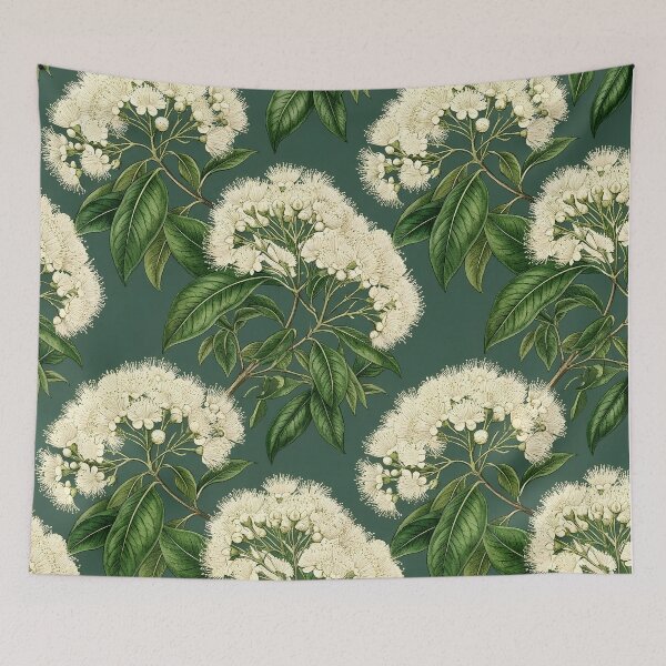 Item preview, White Blossom Umbel Clusters Deep Emerald Pattern designed and sold by Studio BC.