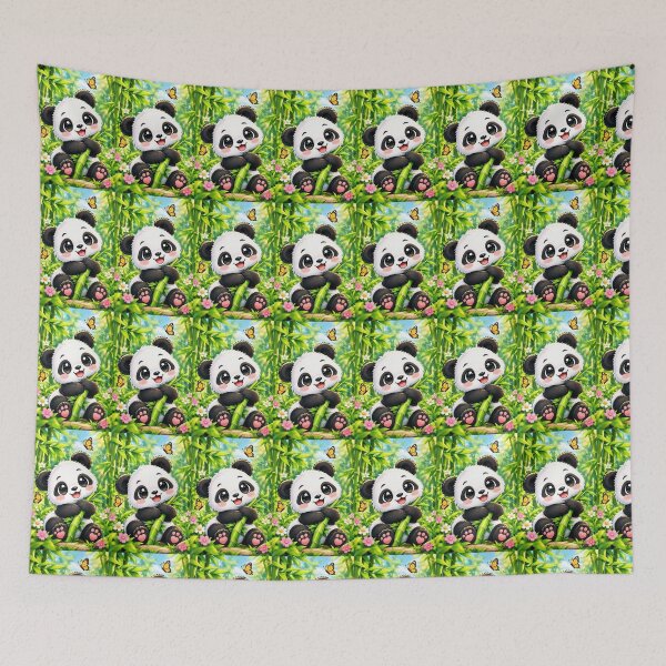 Item preview, Cute Kawaii Panda Bamboo Sticker – Adorable Baby Panda in Enchanted Forest designed and sold by vinothmech53.