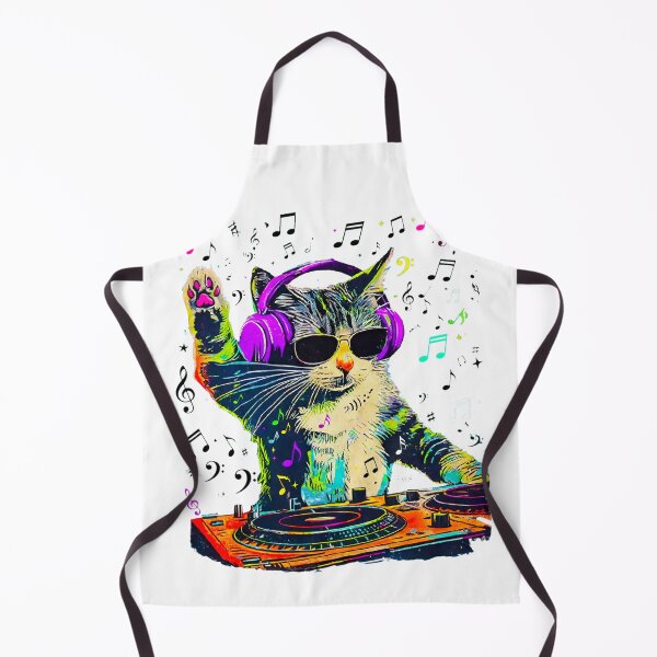 Item preview, DJ Cat – Funny Music Cat with Headphones | Neon Retro DJ Kitty designed and sold by Kittcatking.