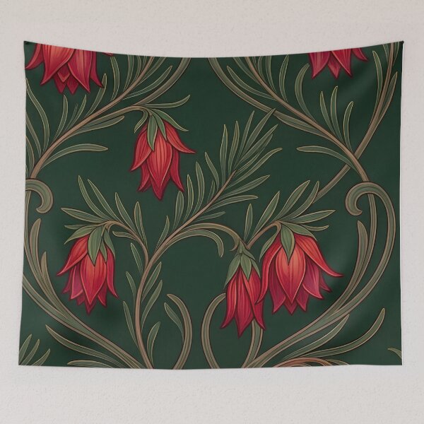 Item preview, Crimson Bellflower Dark Botanical designed and sold by Studio BC.