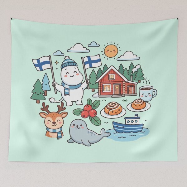 Item preview, Cute Finland Kawaii Doodles designed and sold by Amir Faysal.