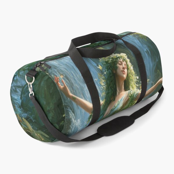 Item preview, A graceful Water Nymph dancing beside crystal waterfalls surrounded by lush greenery and blooming wildflowers, Fantasy & Mythological Creatures designed and sold by CDC40.