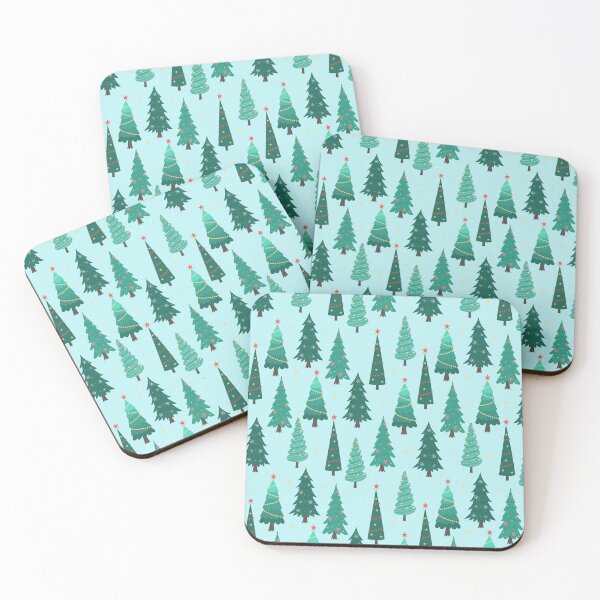 Item preview,  pine trees, snowflakes and stars on mint green background designed and sold by burbura.