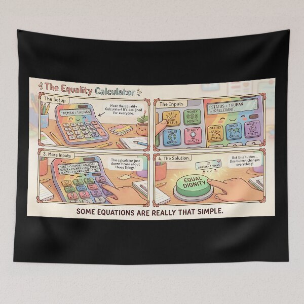 Item preview, The Equality Calculator – 1 Human = 1 Human Comic designed and sold by Mianku | Für das Leben.