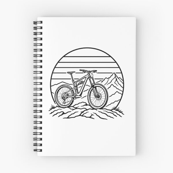 Item preview, Simple lineart of a bike against rocky mountain nature backdrop designed and sold by CirrusSky.