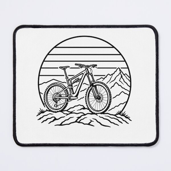 Item preview, Simple lineart of a bike against rocky mountain nature backdrop designed and sold by CirrusSky.