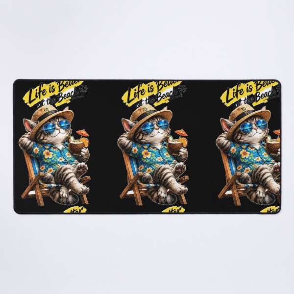Item preview, Cool Tabby Cat on Tropical Beach Vacation designed and sold by InterStore78.