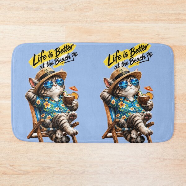 Item preview, Cool Tabby Cat on Tropical Beach Vacation designed and sold by InterStore78.