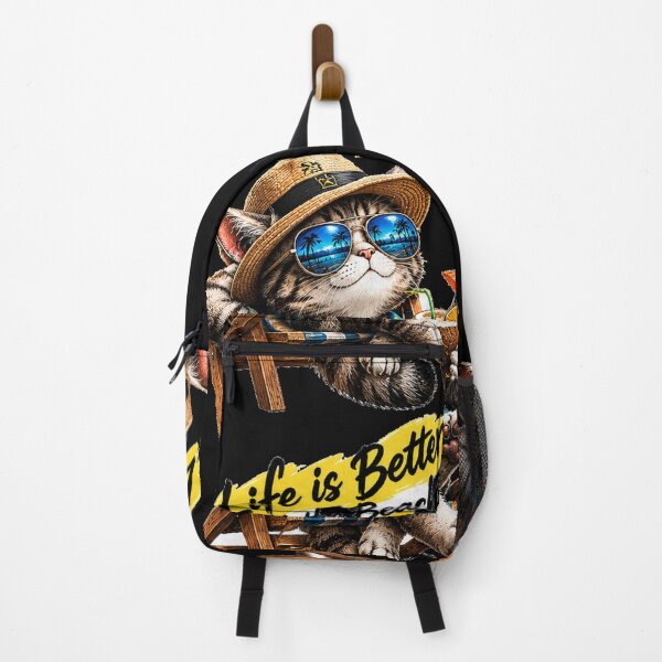 Item preview, Cool Tabby Cat on Tropical Beach Vacation designed and sold by InterStore78.
